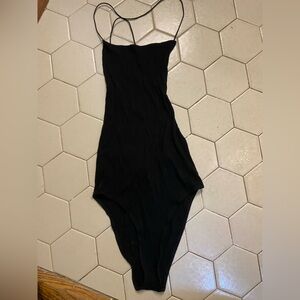 Brandy Melville black open back ribbed bodysuit